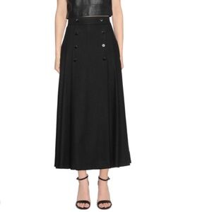 Vintage Maxi Skirt Wool Lined Pleated Double buttoned front pannel Size S